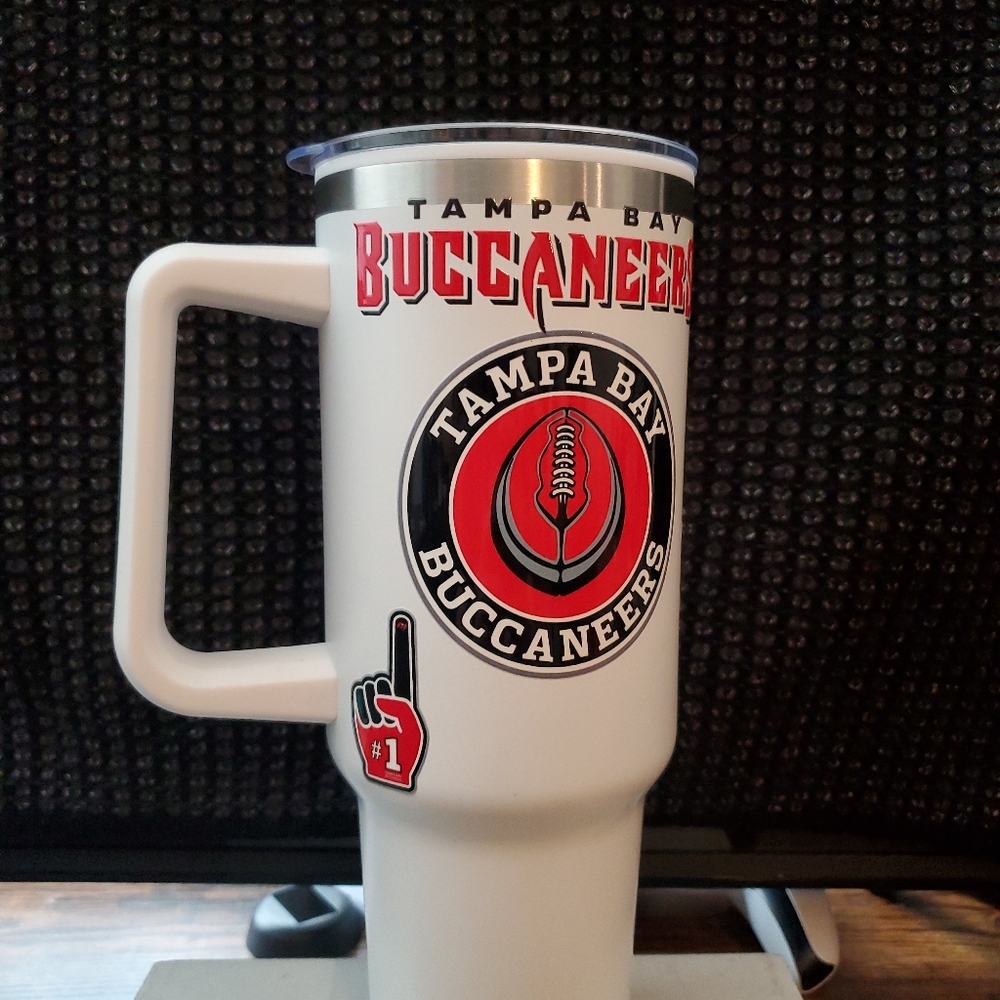 Tampa Bay Buccaneers White Travel Mug